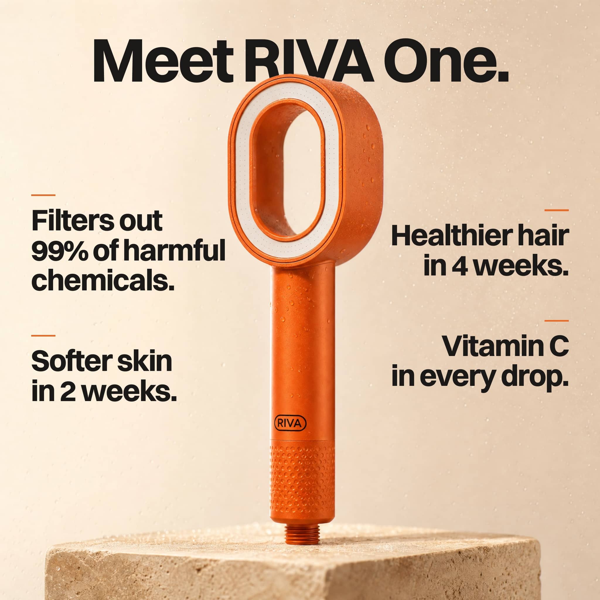 RIVA ONE - Filtered Shower Head with Vitamin C | Fits All Showers